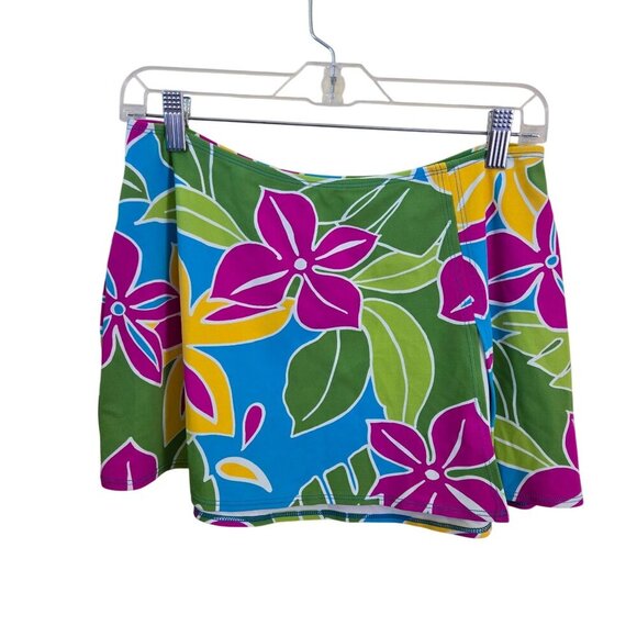 La Blanca Tropi-Flage 3 Piece Tankini Set Top High Waist Bottom Skirt Size 10/M - Picture 6 of 13